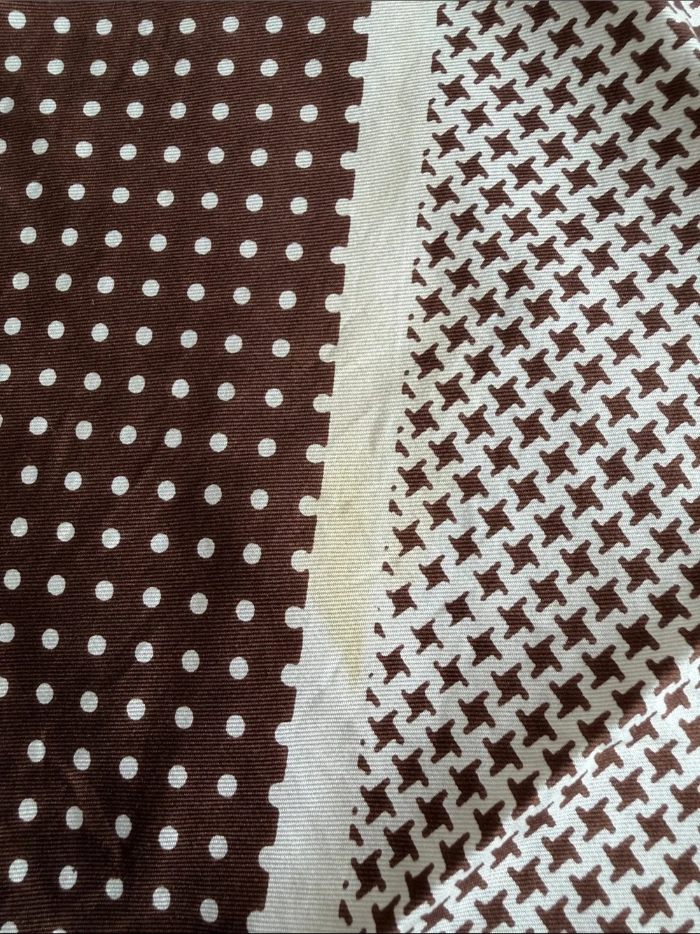 MCM Silk Cream and Chocolate Brown Paisley, Houndstooth & Polka Dot Scarf